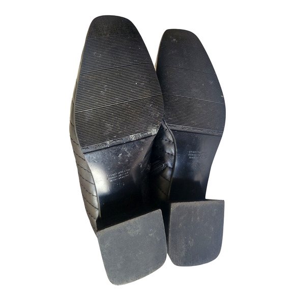 NAPOLEONI QUILTED BLACK Leather Block Heel Zipped Women Booties - Italy Size 38 - Picture 9 of 9